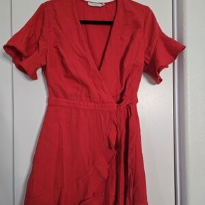Elegant Red Wrap Dress